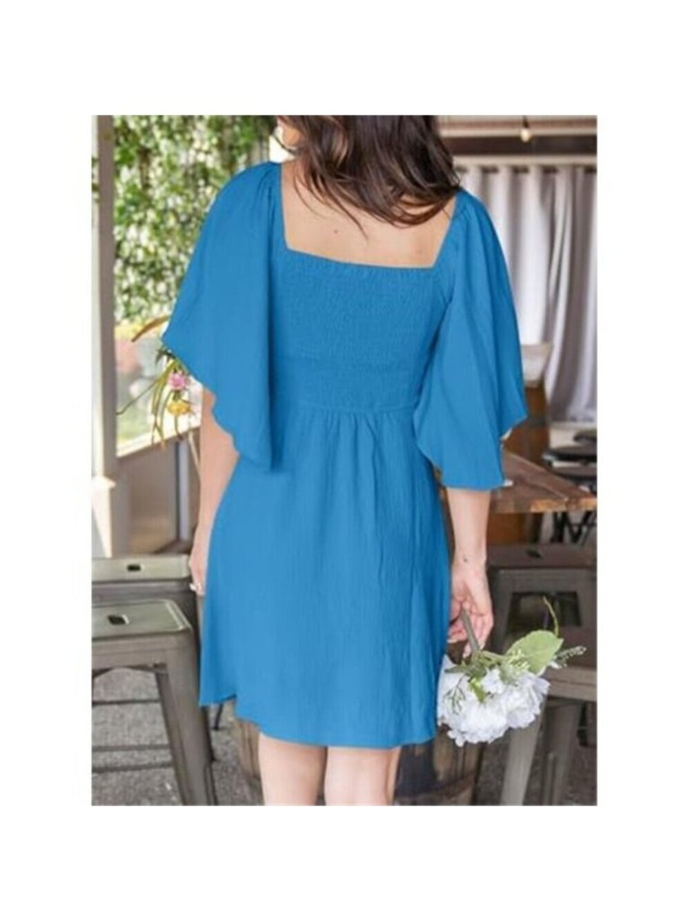 Women's Dress Summer Deep V Neck Elegant Bow tie Mini Dress - Picture 4 of 5
